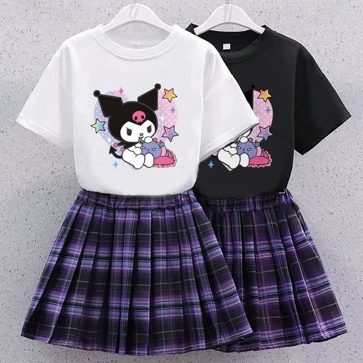Kawaii Kuromi Children T-shirt Pleated Skirt Two Piece Set Sanrio Anime Lovely Student Summer Fashion Printing JK Uniform New
Kawaii Kuromi Children T-shirt Pleated Skirt Two Piece Set Sanrio Anime Lovely Student Summer Fashion Printing JK Uniform New