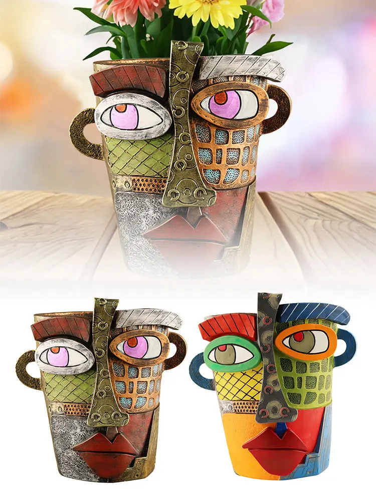 New Colorful Facial Art Abstract Resin Flower Pot Facial Head Type Balcony succulent green plant flower pot ornaments
New Colorful Facial Art Abstract Resin Flower Pot Facial Head Type Balcony succulent green plant flower pot ornaments