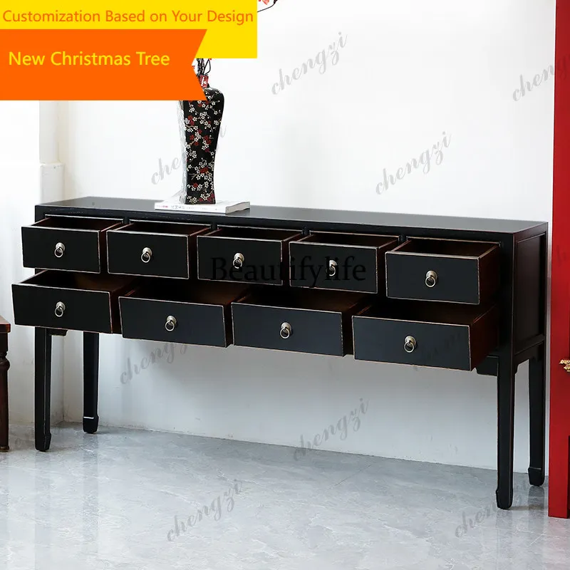 M45 Chinese solid wood dining side cabinet, black nine-pump locker, living room retro storage cabinet
M45 Chinese solid wood dining side cabinet, black nine-pump locker, living room retro storage cabinet