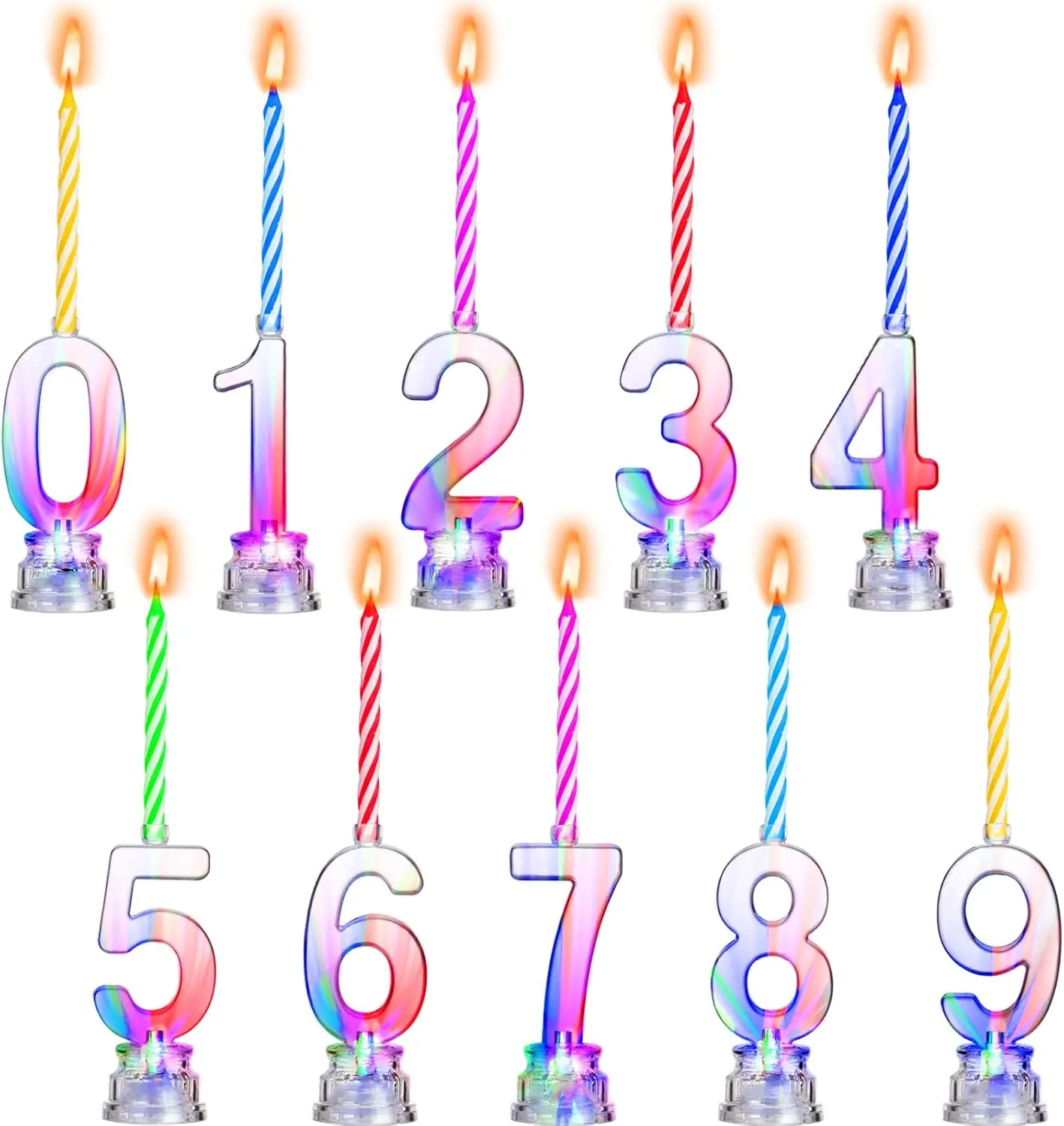 Набор из 50 свечей-цифр для дня рождения, включает 10 разноцветных светодиодных мигающих свечей-цифр с LED-подсветкой.
Набор из 50 свечей-цифр для дня рождения, включает 10 разноцветных светодиодных мигающих свечей-цифр с LED-подсветкой.