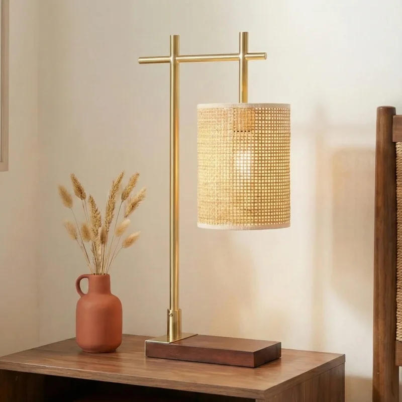 Nordic Style Bedside Lamp with Moonstone Bamboo Shade, Warm Light Desk Lamp for Bedroom Study Room, Dark Brown Bronze Finish 110V
Nordic Style Bedside Lamp with Moonstone Bamboo Shade, Warm Light Desk Lamp for Bedroom Study Room, Dark Brown Bronze Finish 110V
