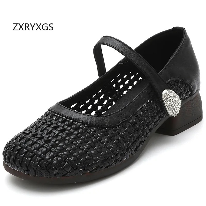 ZXRYXGS Cowhide Splicing Weaving Hollow Summer Leather Sandals 2025 Large Size Comfortable Breathable Shoes Elegant Sandals Tide 
ZXRYXGS Cowhide Splicing Weaving Hollow Summer Leather Sandals 2025 Large Size Comfortable Breathable Shoes Elegant Sandals Tide