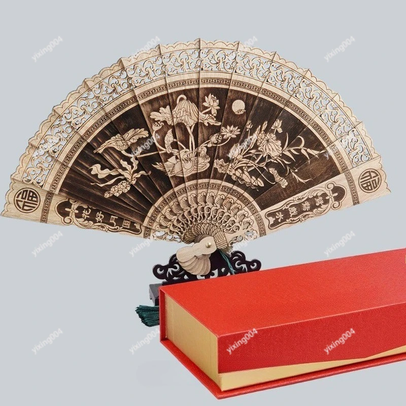 Classical Fragrant Wood Folding Fan, Hollow Engraved Chinese Craft Fan for Display Gift
Classical Fragrant Wood Folding Fan, Hollow Engraved Chinese Craft Fan for Display Gift