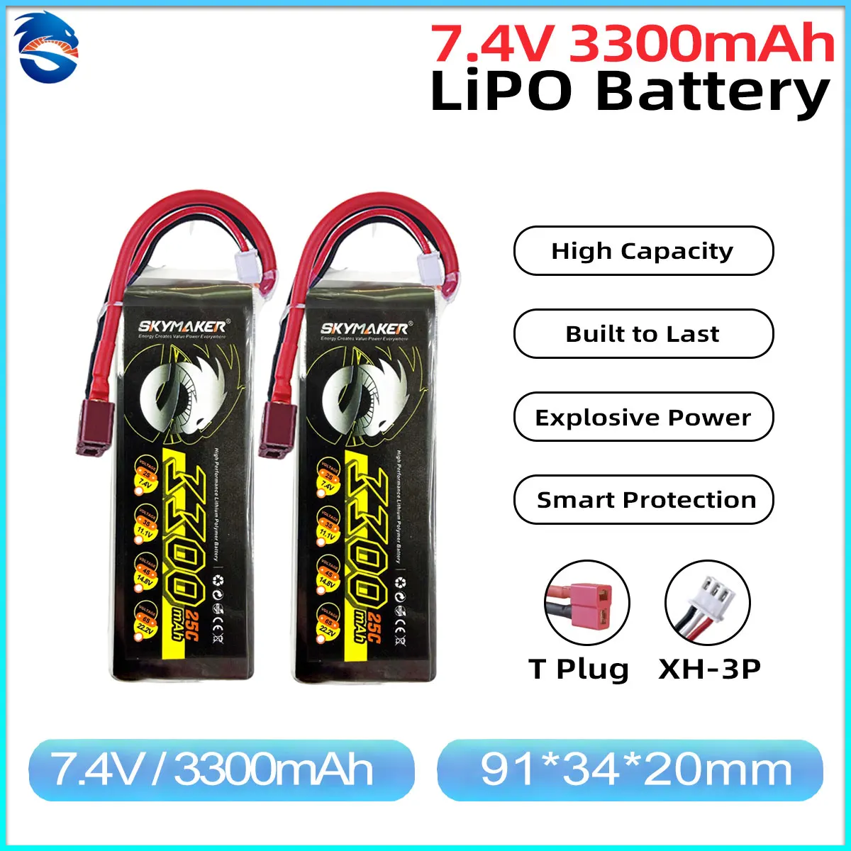Аккумулятор Skymaker 2S LiPo 7.4V 3300mAh 25C с разъемом T-Plug, графеновый, для FPV дронов, самолетов, радиоуправляемых машин, грузовиков, лодок, запчасти для моделей
Аккумулятор Skymaker 2S LiPo 7.4V 3300mAh 25C с разъемом T-Plug, графеновый, для FPV дронов, самолетов, радиоуправляемых машин, грузовиков, лодок, запчасти для моделей