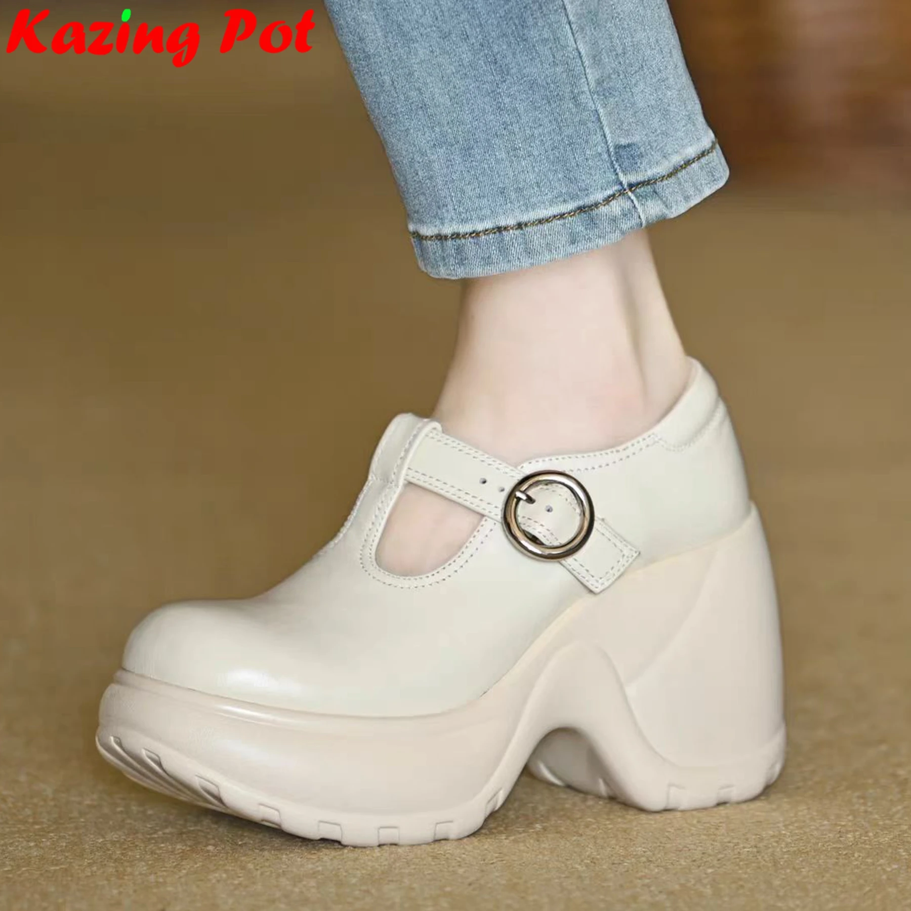 Krazing Pot 10cm Cow Leather Round Toe Increasing Thick Bottom Fashion T-strap Mary Janes Spring Summer Casual Brand Women Pumps
Krazing Pot 10cm Cow Leather Round Toe Increasing Thick Bottom Fashion T-strap Mary Janes Spring Summer Casual Brand Women Pumps