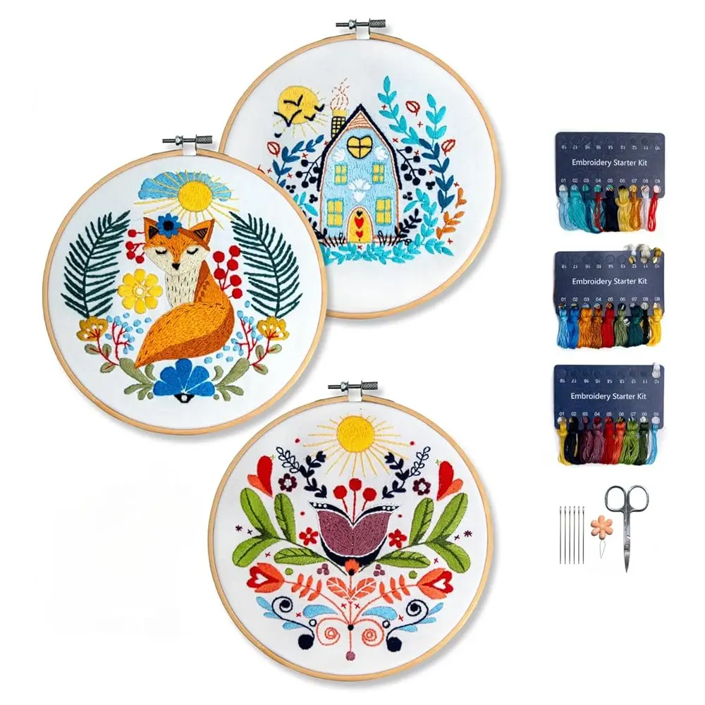 Embroidery Kit for Beginners | Scandinavian Folk Art Beginner Embroidery Kit for Adults | Fox, House, Flower Cross Stitch Ki
Embroidery Kit for Beginners | Scandinavian Folk Art Beginner Embroidery Kit for Adults | Fox, House, Flower Cross Stitch Ki