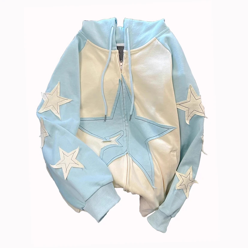 Stars Patch Zipper Women's Jacket 2023 Autumn Loose Hooded Baseball Jackets Female Streetwear Casual Basic Coat For Women
Stars Patch Zipper Women's Jacket 2023 Autumn Loose Hooded Baseball Jackets Female Streetwear Casual Basic Coat For Women