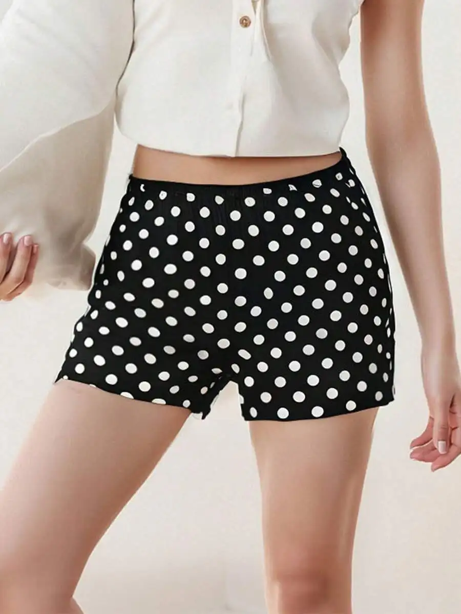 Womens Polka Dot Print Elastic Waist Slim Fit Casual Shorts
Womens Polka Dot Print Elastic Waist Slim Fit Casual Shorts