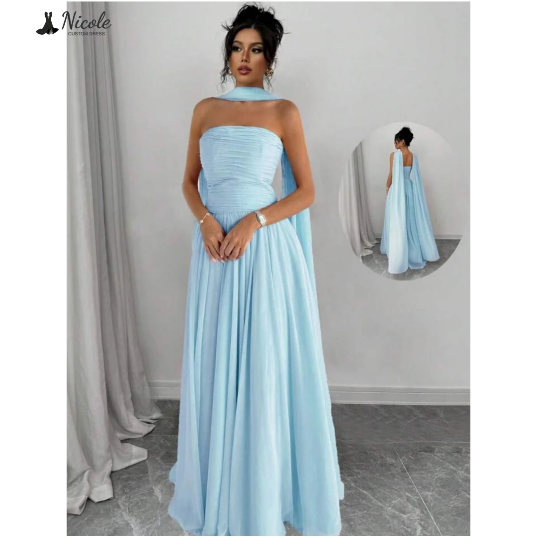 Nicole Custom Made Prom Dresses 2025 Luxury Women's Elegant Party Dress Line A Satin Cloth Chiffon Ball Gowns Robes De Cocktail
Nicole Custom Made Prom Dresses 2025 Luxury Women's Elegant Party Dress Line A Satin Cloth Chiffon Ball Gowns Robes De Cocktail