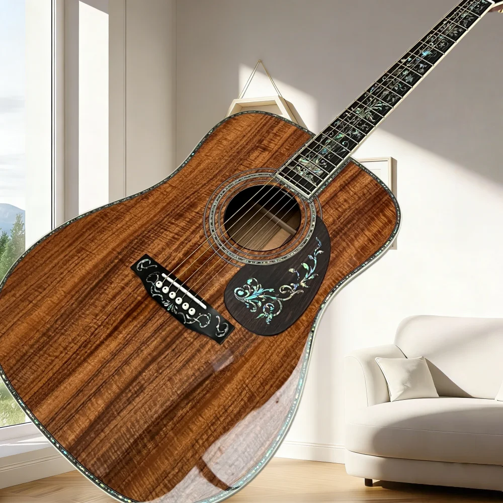 41 Inch D45 Series Brown Guitar Hexagon Ebony Neck KOA Body 6 String Premium High-End Professional Acoustic Guitar Free Shipping
41 Inch D45 Series Brown Guitar Hexagon Ebony Neck KOA Body 6 String Premium High-End Professional Acoustic Guitar Free Shipping