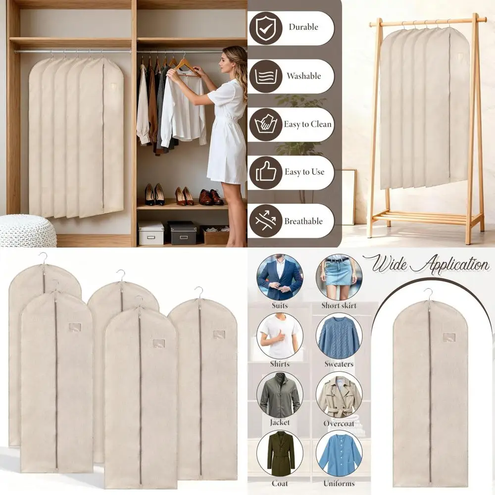 Set of 5 Cotton Garment Bags, 24x55 Oxford Cloth, Thickened Breathable Suit Covers for Hanging Clothes
Set of 5 Cotton Garment Bags, 24x55 Oxford Cloth, Thickened Breathable Suit Covers for Hanging Clothes