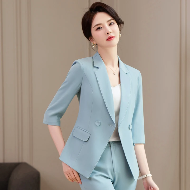 Sprinng Summer Elegant Women Business Suits with Pants and Jackets Coat OL Styles Professional Business Work Wear Blazers Set
Sprinng Summer Elegant Women Business Suits with Pants and Jackets Coat OL Styles Professional Business Work Wear Blazers Set
