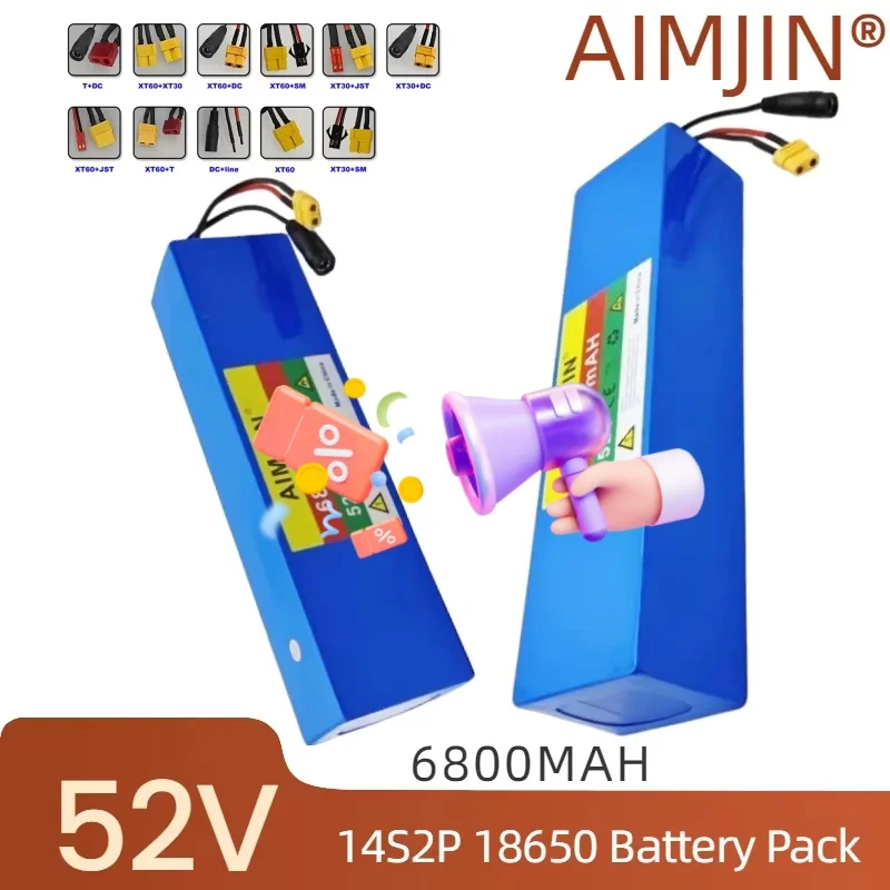 18650 Lithium ion 14S2P Battery Pack 52V 6800mAH 1500W high-quality for Bicycle Scooter Motorcycle Built in BMS
18650 Lithium ion 14S2P Battery Pack 52V 6800mAH 1500W high-quality for Bicycle Scooter Motorcycle Built in BMS