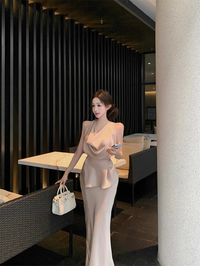 Ele Satin Two-Piece Set with Svel ter Ne Design And Fi Tail Skirt for Young Women in Summer
Ele Satin Two-Piece Set with Svel ter Ne Design And Fi Tail Skirt for Young Women in Summer