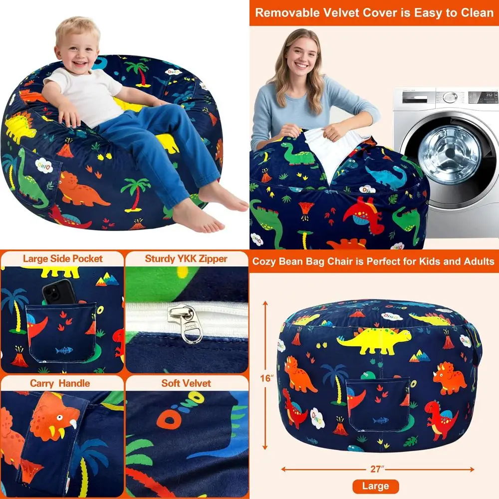 Huge 2.2t Dinosaur Toddler Bean Bag Chair with Soft Velvet Cover, Perfect for Living Room and Birthday Gifts
Huge 2.2t Dinosaur Toddler Bean Bag Chair with Soft Velvet Cover, Perfect for Living Room and Birthday Gifts