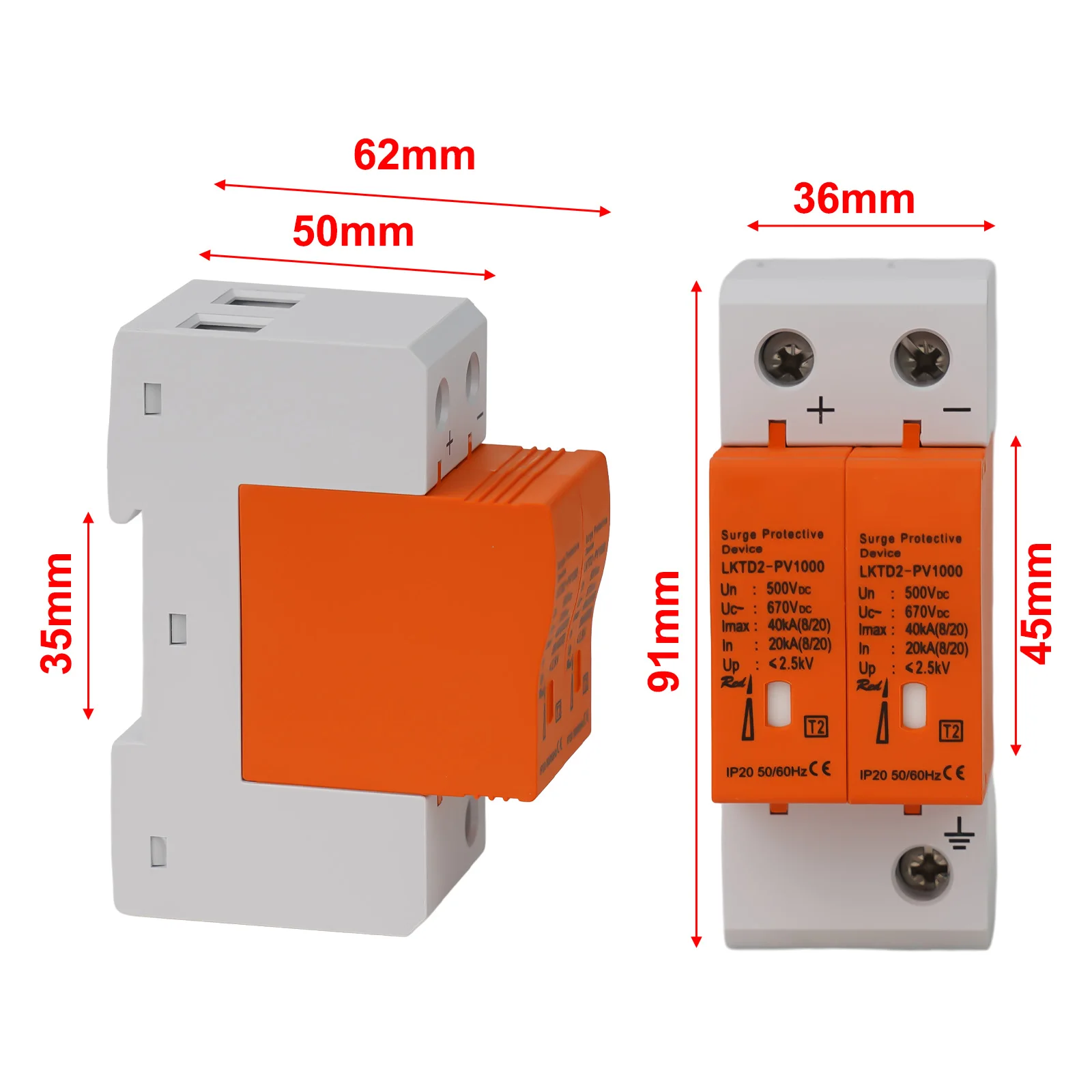 Stable Performance Surge Protection Device for Server Room Monitoring Solar Surge Protection 2P DC500V 40KA DIN Rail Mounting
Stable Performance Surge Protection Device for Server Room Monitoring Solar Surge Protection 2P DC500V 40KA DIN Rail Mounting