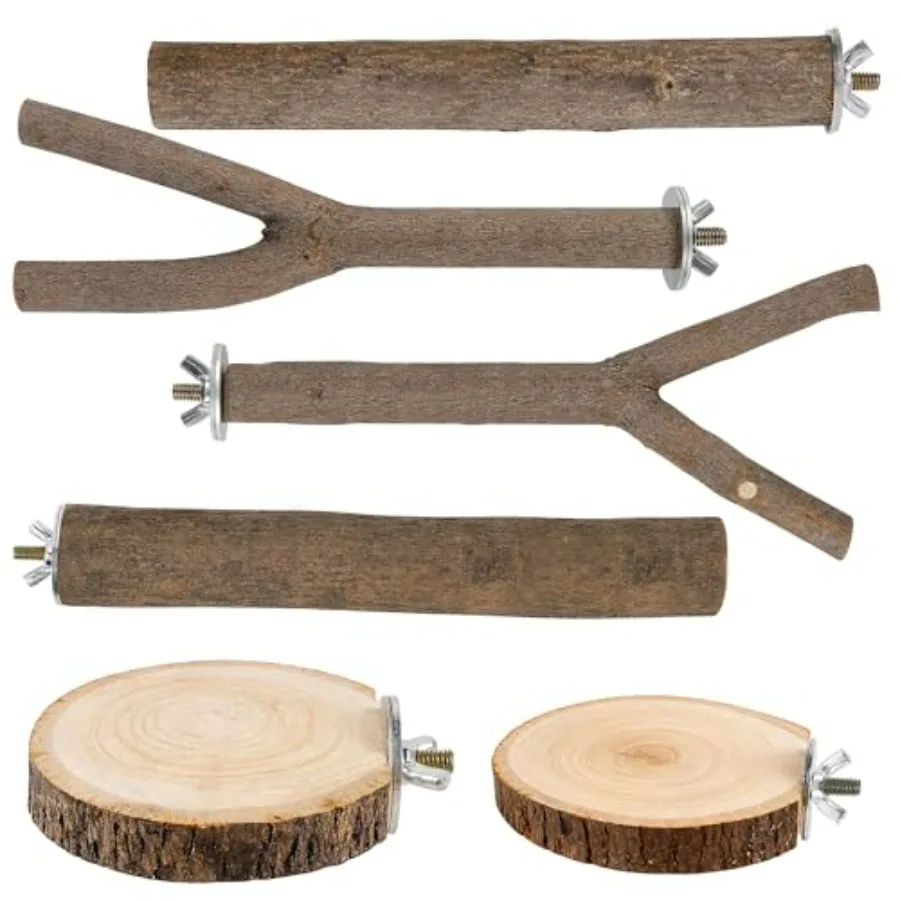 8 PCS Bird Perch Set, Natural Birch Wood Straight and Forked Perches with Platforms for Parakeets, Cockatiels, Conures, Lovebir
8 PCS Bird Perch Set, Natural Birch Wood Straight and Forked Perches with Platforms for Parakeets, Cockatiels, Conures, Lovebir