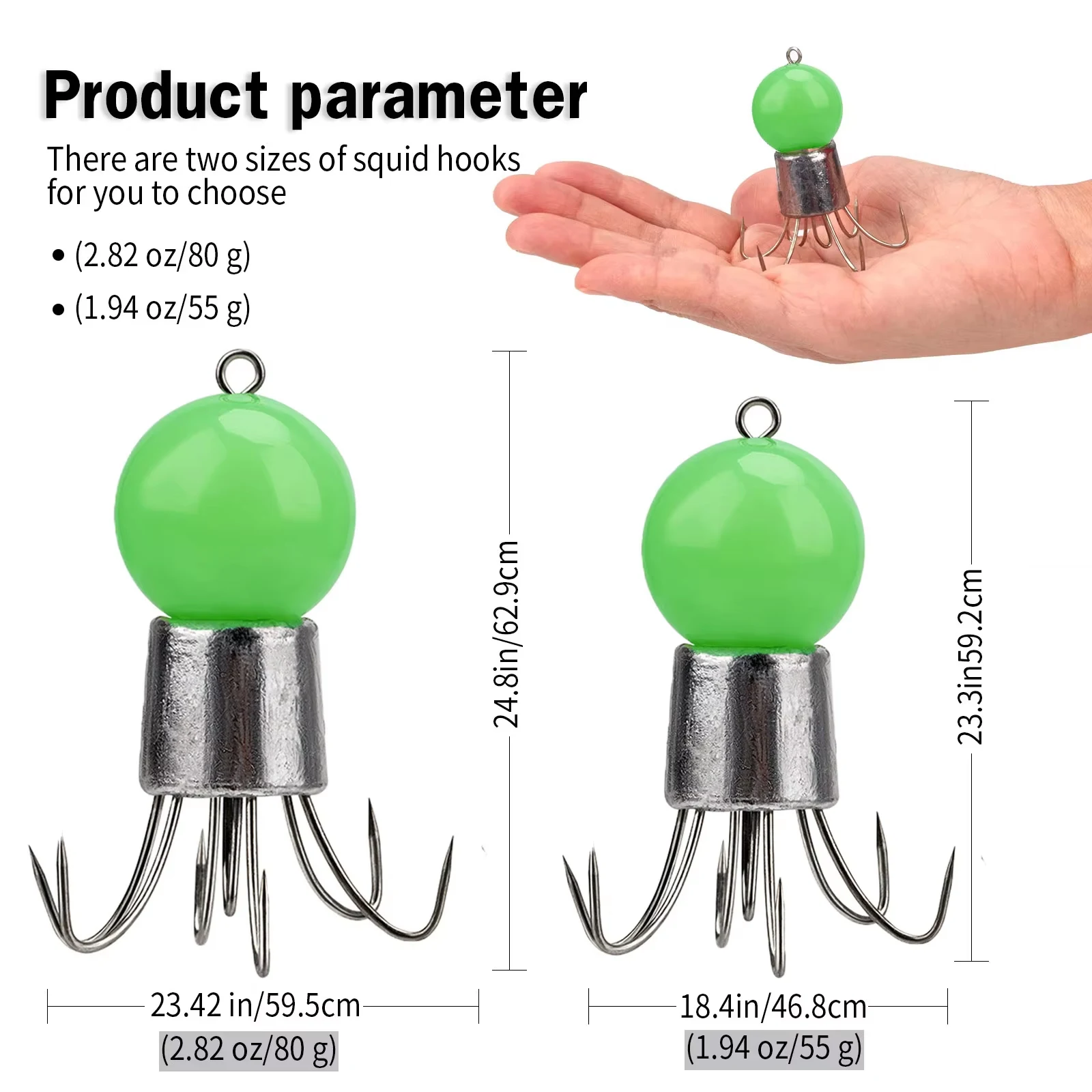 1pcs Luminous Squid Jigs Hooks 80g 55g Stainless Steel Octopus Shrimp Hook Crochet Squid Umbrella Hook Fishing Tackle
1pcs Luminous Squid Jigs Hooks 80g 55g Stainless Steel Octopus Shrimp Hook Crochet Squid Umbrella Hook Fishing Tackle