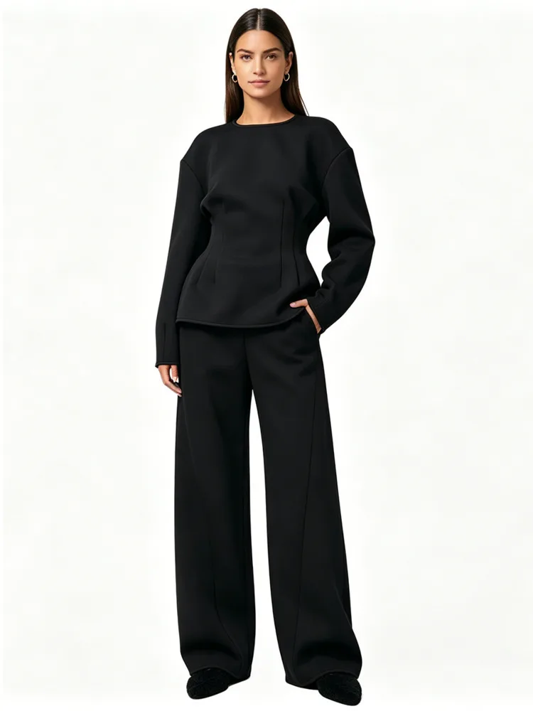 DFDG Women 2026 Spring Summer Two Piece Outfit Crew Neck Peplum Top Long Sleeve High Waist Wide Leg Pants Casual Loungewear Set
DFDG Women 2026 Spring Summer Two Piece Outfit Crew Neck Peplum Top Long Sleeve High Waist Wide Leg Pants Casual Loungewear Set