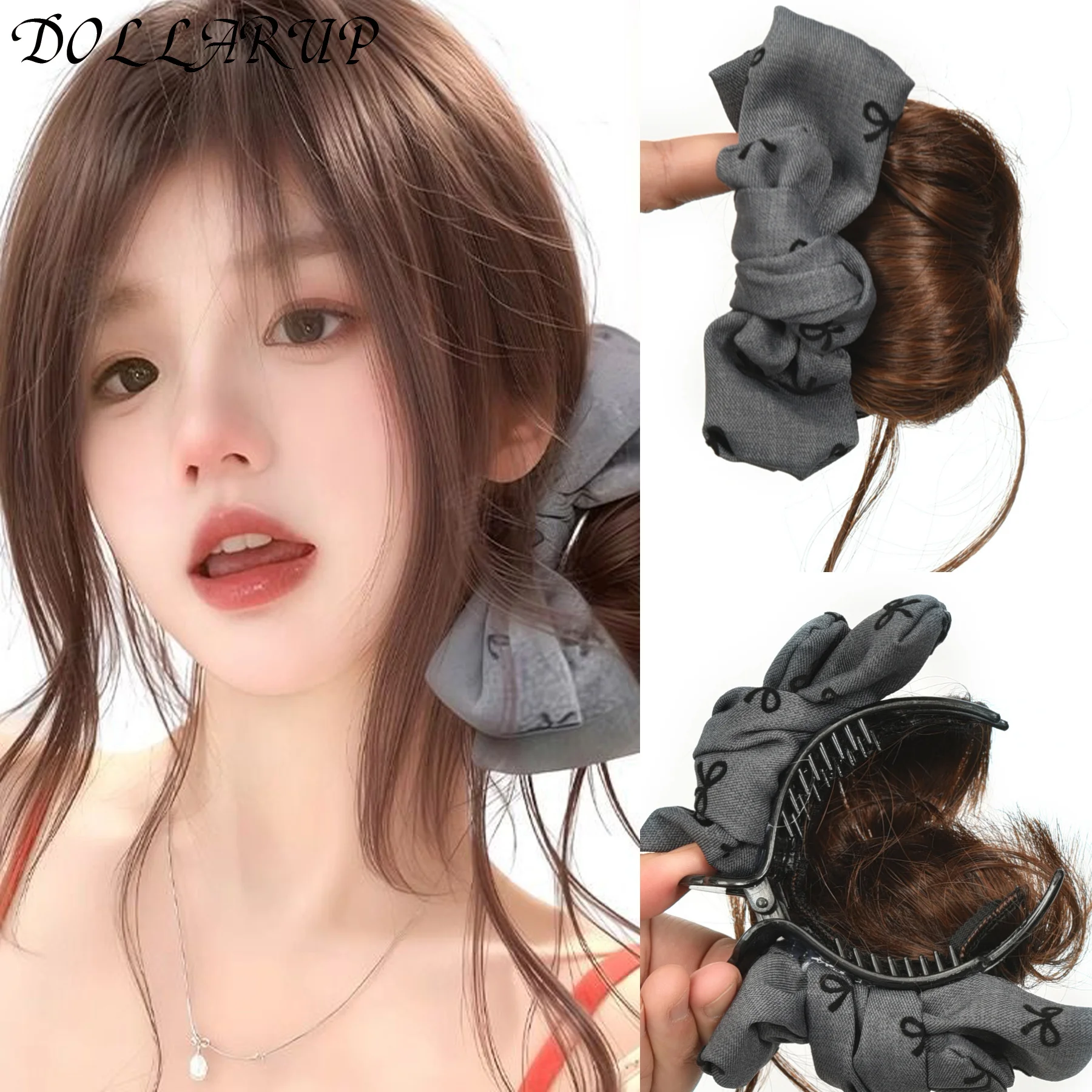 DOLLARUP Synthetic Wig For Women With Claw Clip Bow Dragon Beard Bun Lazy Style Korean Fluffy Bun Hair Bag
DOLLARUP Synthetic Wig For Women With Claw Clip Bow Dragon Beard Bun Lazy Style Korean Fluffy Bun Hair Bag