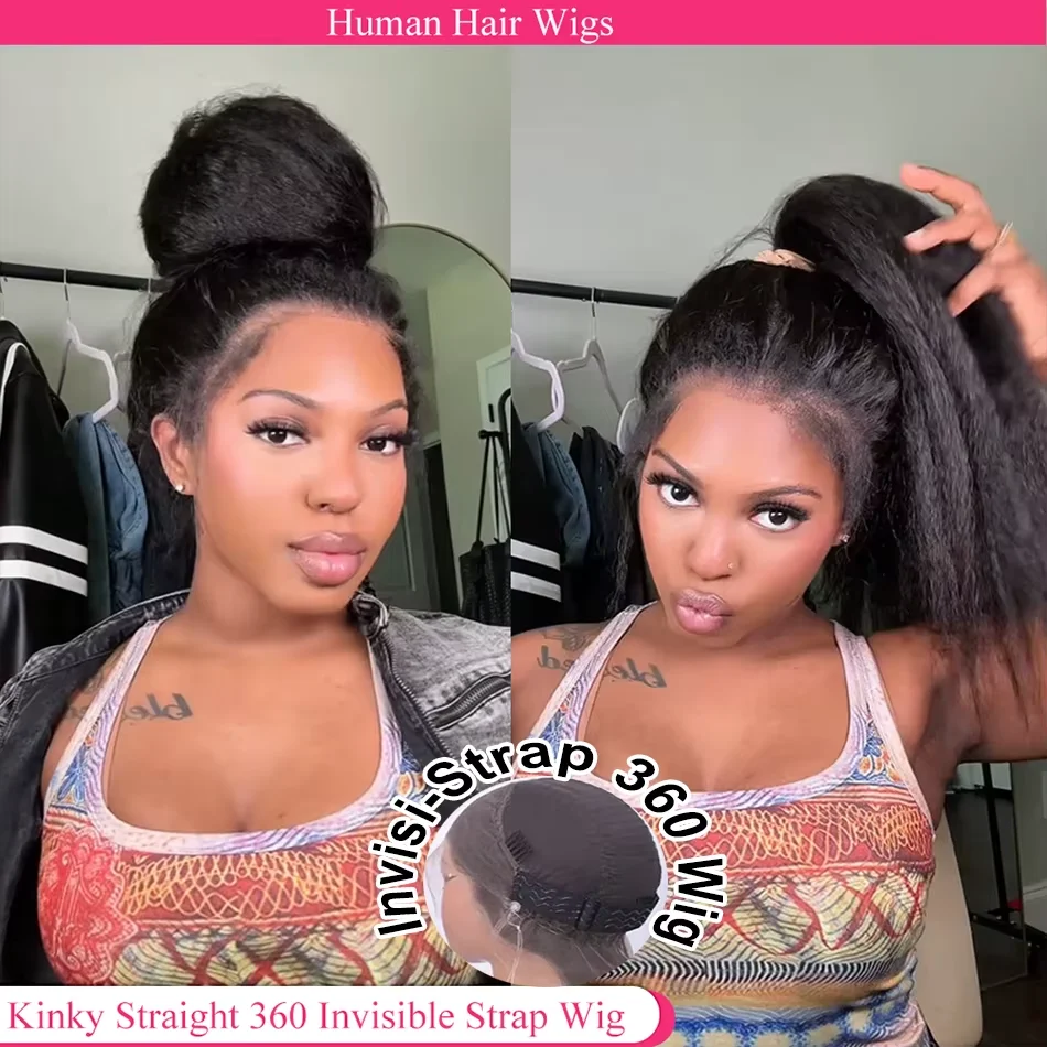 Kinky Straight Lace Frontal Wig Invisible Strap 360 HD Full Lace Glueless Wig 230Density Yaki Straight Lace Front Human Hair Wig
Kinky Straight Lace Frontal Wig Invisible Strap 360 HD Full Lace Glueless Wig 230Density Yaki Straight Lace Front Human Hair Wig