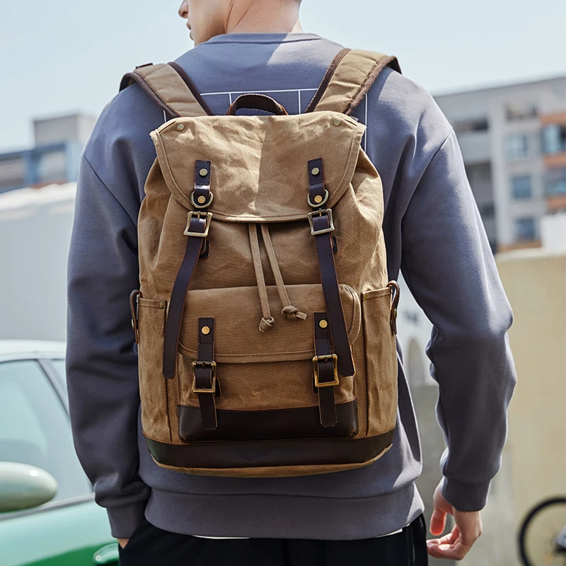 Retro canvas backpack for outdoor use, large capacity, suitable for hiking and traveling, multi-functional double-shoulder bag
Retro canvas backpack for outdoor use, large capacity, suitable for hiking and traveling, multi-functional double-shoulder bag