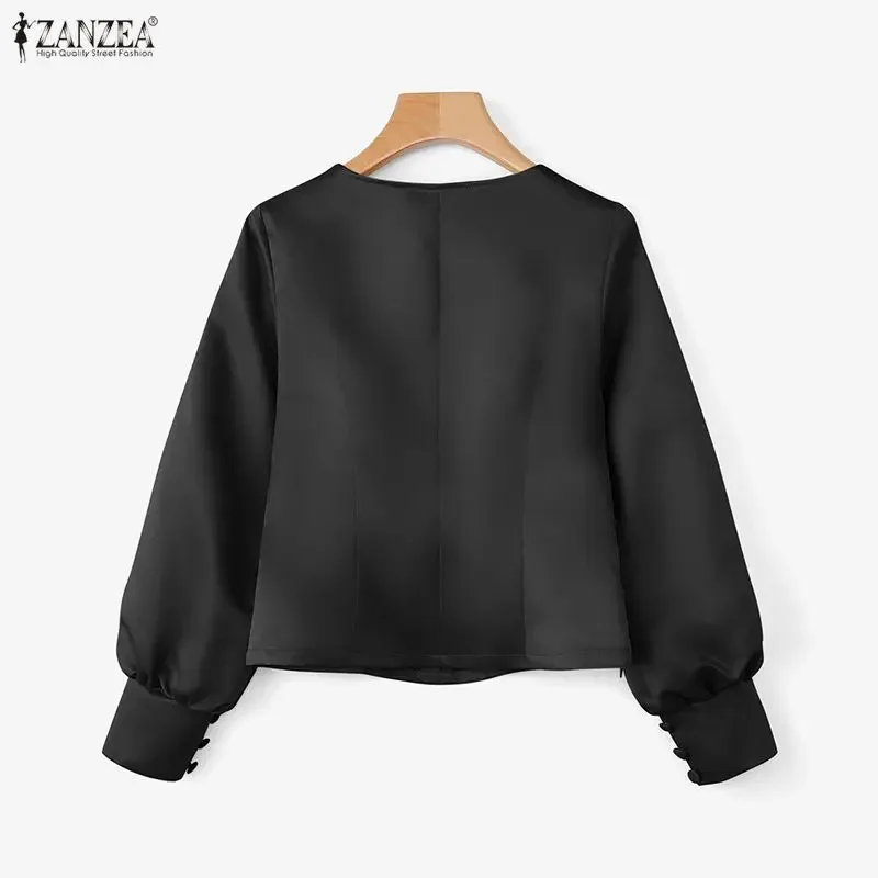 ZANZEA Элегантная женская блузка из атласного шелка с длинными рукавами-фонариками и V-образным вырезом, модные топы 2026 года, весенне-осенняя уличная мода, блузы OL
ZANZEA Элегантная женская блузка из атласного шелка с длинными рукавами-фонариками и V-образным вырезом, модные топы 2026 года, весенне-осенняя уличная мода, блузы OL