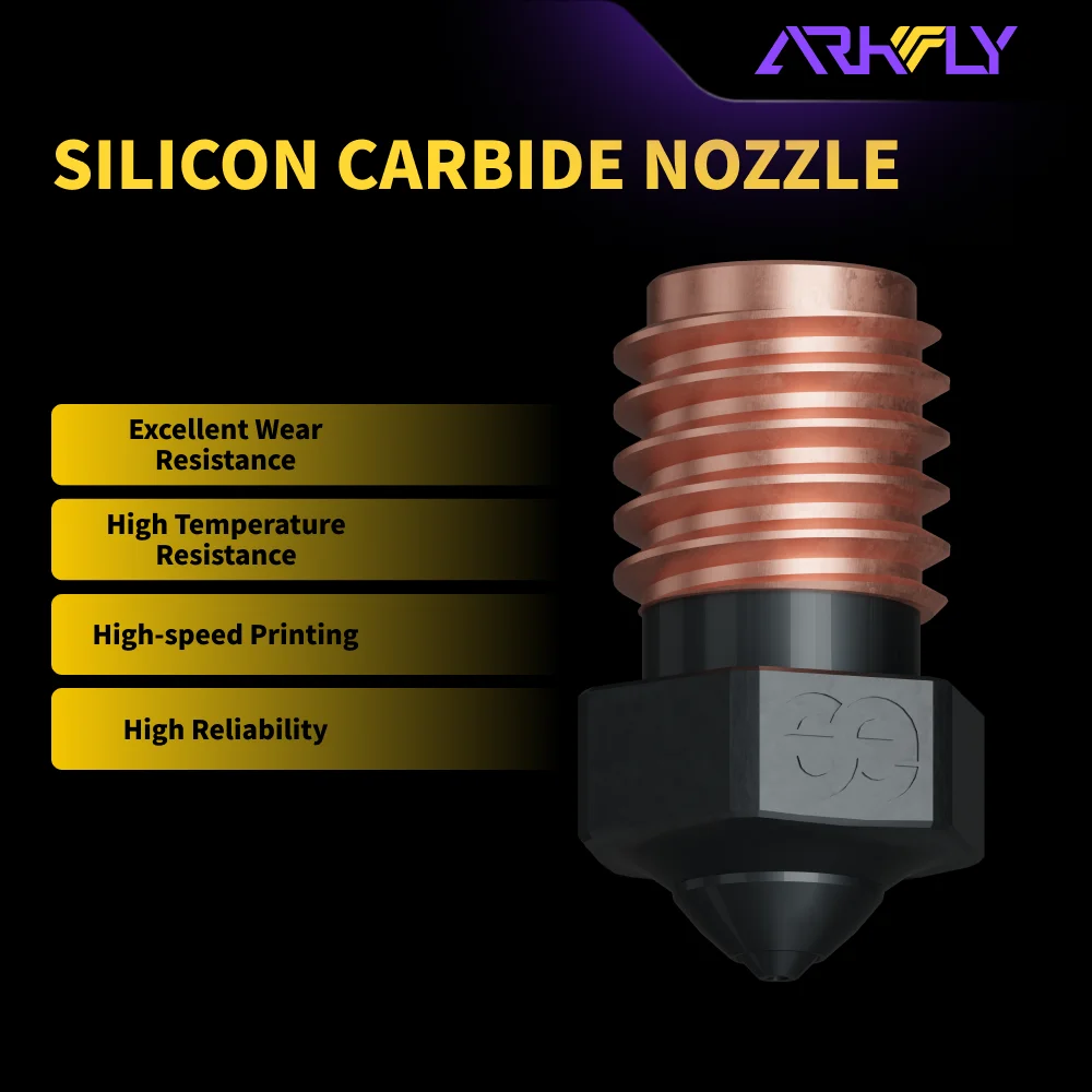 Сопло Phaetus Arkfly V6 из карбида кремния, термостойкость до 550°C ℃ Сопла, подходящие для любых материалов, для Voron Vzbot Prusa
Сопло Phaetus Arkfly V6 из карбида кремния, термостойкость до 550°C ℃ Сопла, подходящие для любых материалов, для Voron Vzbot Prusa