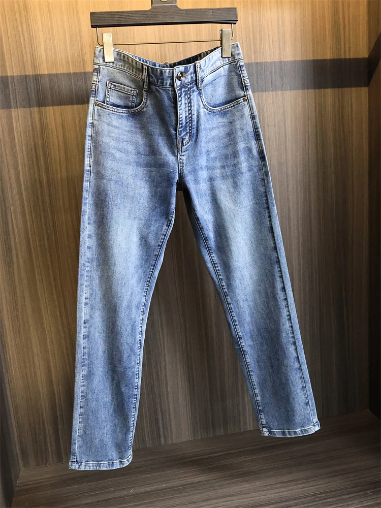 Slim Fit Men's Casual Waed Blue Jeans Breathable Comfortable Straight Leg Stretch Denim Spring Summer Trendy Long Pants
Slim Fit Men's Casual Waed Blue Jeans Breathable Comfortable Straight Leg Stretch Denim Spring Summer Trendy Long Pants