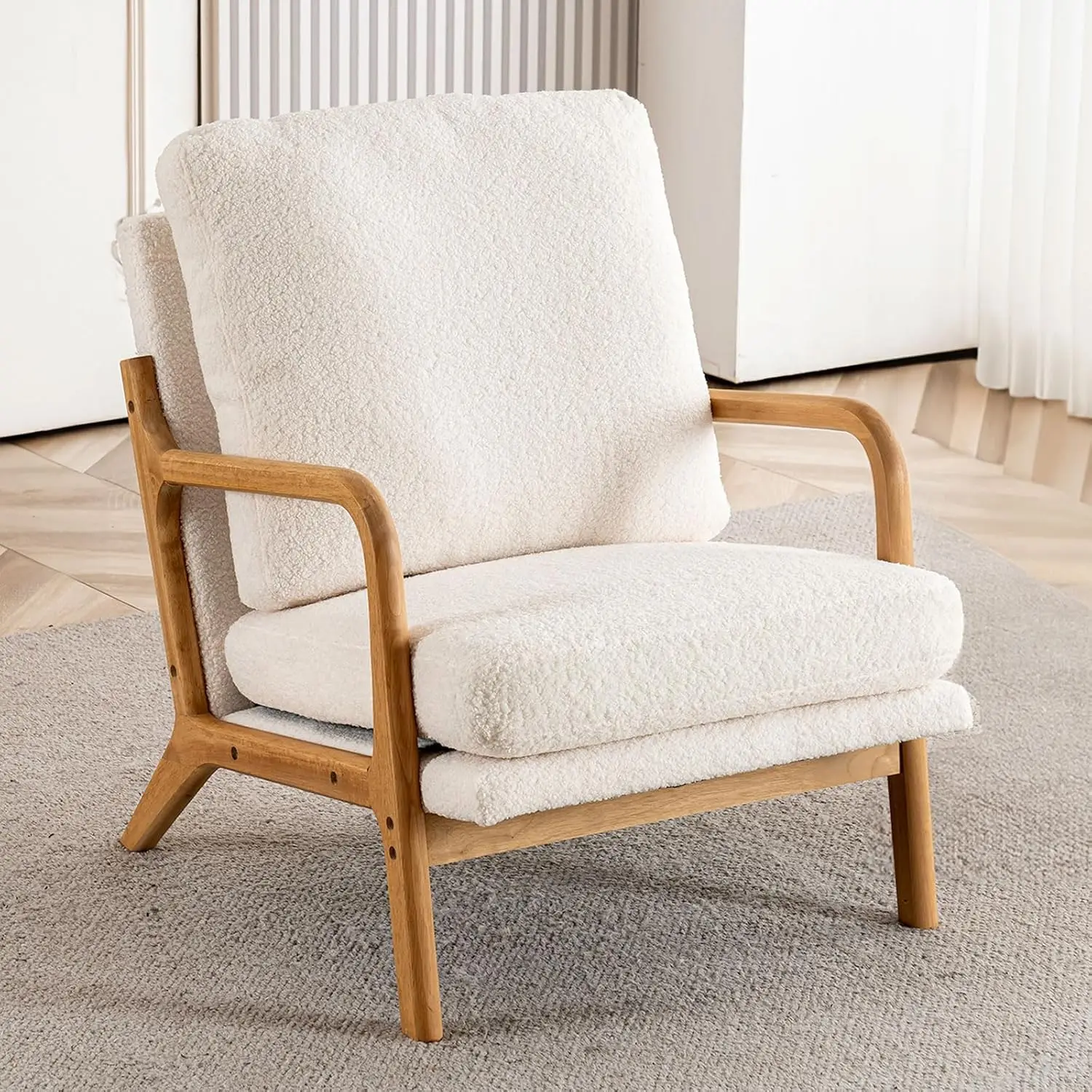Mid Century Accent Chair 23" Sherpa Lounge Armchair 5.5" Foam Removable Cover Living Room Bedroom, Customized
Mid Century Accent Chair 23" Sherpa Lounge Armchair 5.5" Foam Removable Cover Living Room Bedroom, Customized