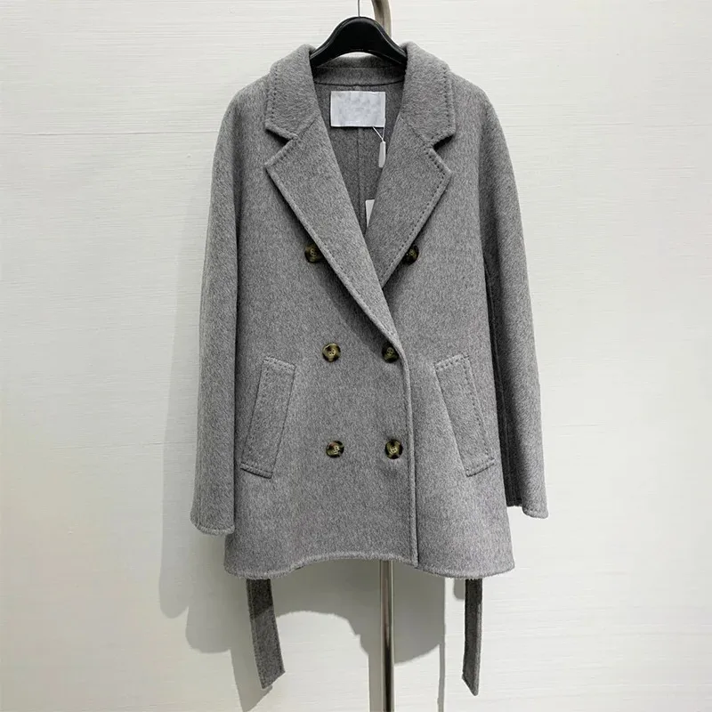 High quality Double-sided Wool Coat Women's New Winter twice Breasted Mid Length Office Lady Luxury Clothes 920070 
High quality Double-sided Wool Coat Women's New Winter twice Breasted Mid Length Office Lady Luxury Clothes 920070