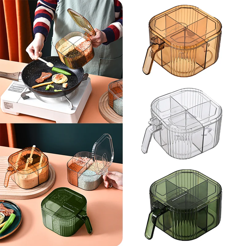 Four-grid Transparent Kitchen Storage Seasoning Jar Spoon Set Multi-functional Food-grade Storage Box With Lid Salt Salt Jar
Four-grid Transparent Kitchen Storage Seasoning Jar Spoon Set Multi-functional Food-grade Storage Box With Lid Salt Salt Jar