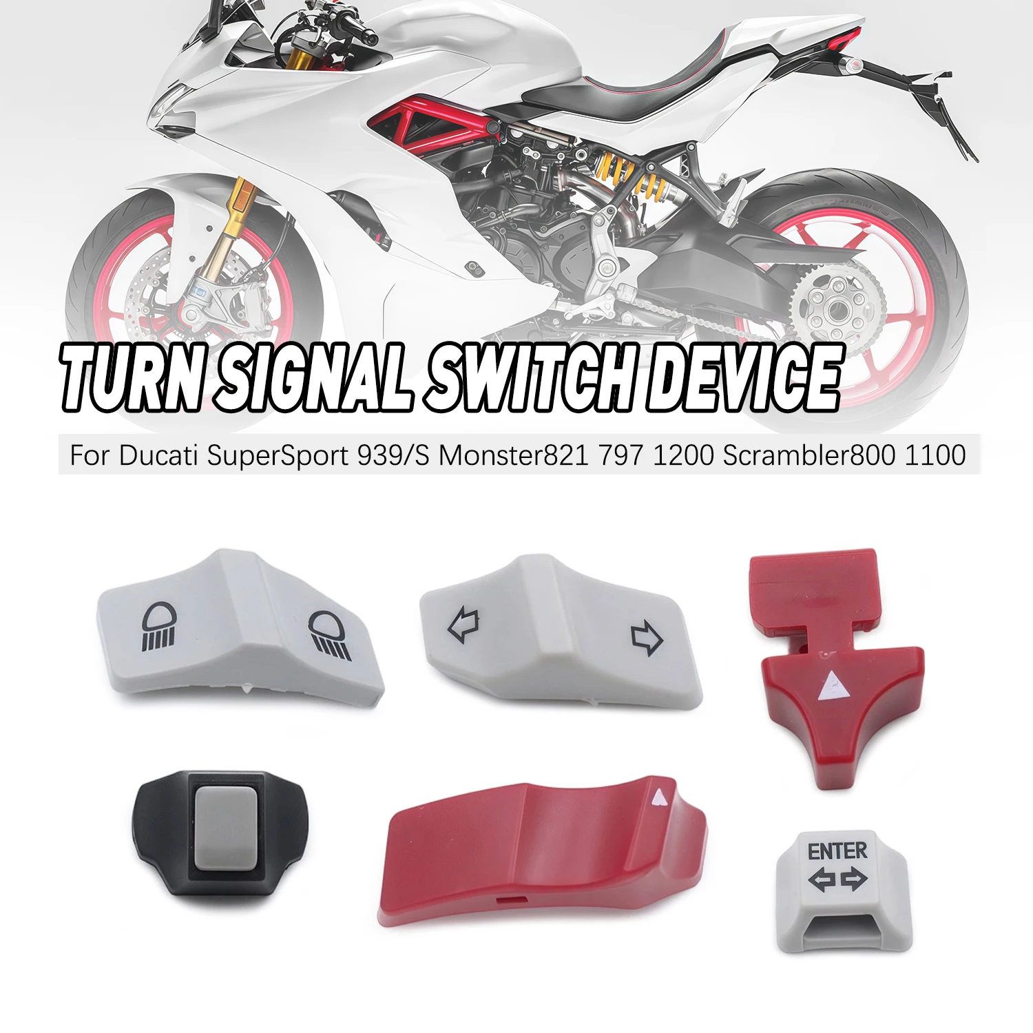 Double Flashing Turn Signal Pushbuttons High low Beam Swit For Ducati SuperSport 939S Monster 821 797 1200 Scrambler 800 1100
Double Flashing Turn Signal Pushbuttons High low Beam Swit For Ducati SuperSport 939S Monster 821 797 1200 Scrambler 800 1100