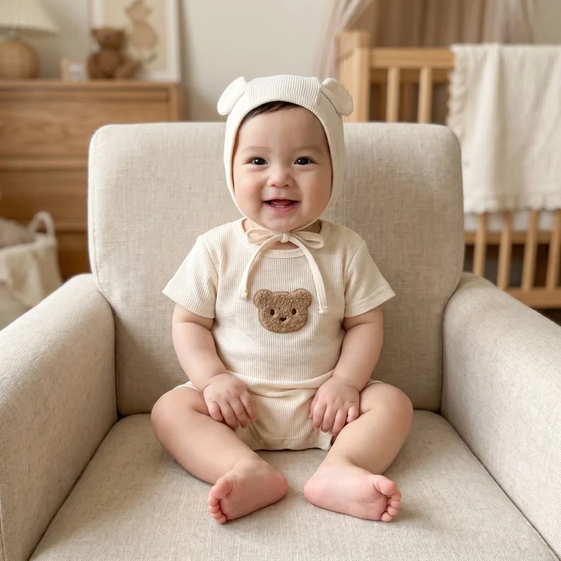 2026 Summer 3M-2Y Cotton Waffle Baby Bodysuit Bear Romper Breathable Toddler Jumpsuit Cute Korean Style One-piece Infant Clothes
2026 Summer 3M-2Y Cotton Waffle Baby Bodysuit Bear Romper Breathable Toddler Jumpsuit Cute Korean Style One-piece Infant Clothes