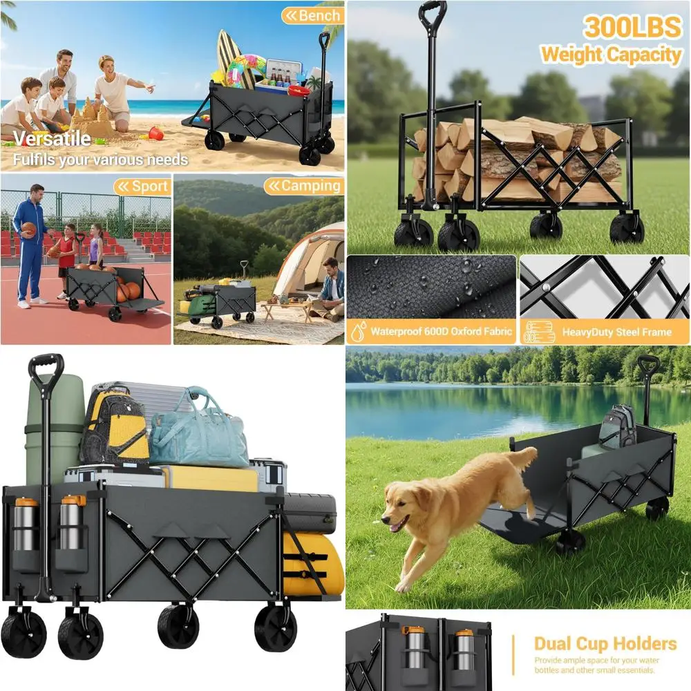 Прочная складная тележка большой емкости с большими колесами для использования на открытом воздухе
Прочная складная тележка большой емкости с большими колесами для использования на открытом воздухе