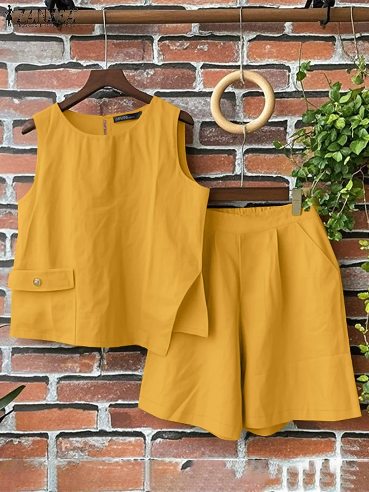 ZANZEA Summer Casual 2 Piece Short Sets Woman Fashion Asymmetrical Hem Sleeveless Tops Elastic Waist Shorts 2PCS Suits Outfits
ZANZEA Summer Casual 2 Piece Short Sets Woman Fashion Asymmetrical Hem Sleeveless Tops Elastic Waist Shorts 2PCS Suits Outfits