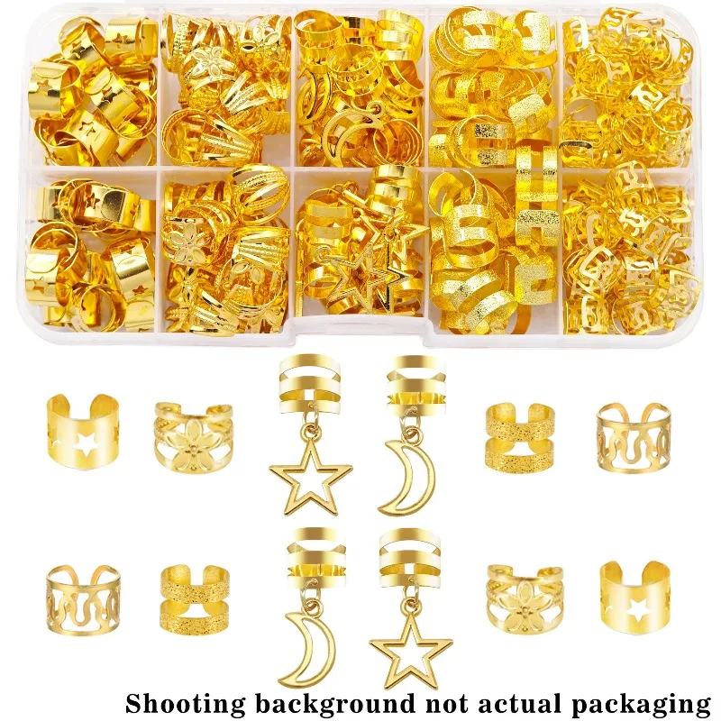 50Pcs New Bohemian Metal Star Moon Hair Cuffs Hot Girl Braiding Rings for Woman Adjustable DIY Dreadlocks Braids Secure Fit
50Pcs New Bohemian Metal Star Moon Hair Cuffs Hot Girl Braiding Rings for Woman Adjustable DIY Dreadlocks Braids Secure Fit