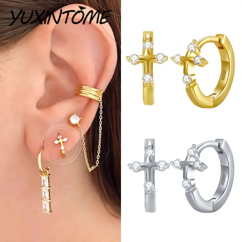 925 Sterling Silver Needle Fashion Cross 24K Gold Earrings Premium Luxury Small Hoop Earrings for Women Party trend Jewelry
925 Sterling Silver Needle Fashion Cross 24K Gold Earrings Premium Luxury Small Hoop Earrings for Women Party trend Jewelry
