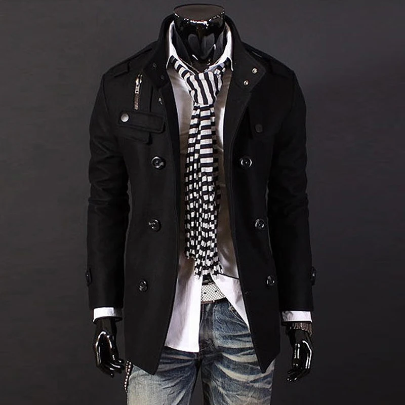 KH New Fashion Men's Woolen Jacket Double-breasted Stand Collar Windbreaker Coat Mens Casual Epaulet Decoration Outerwear
KH New Fashion Men's Woolen Jacket Double-breasted Stand Collar Windbreaker Coat Mens Casual Epaulet Decoration Outerwear