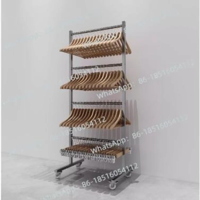 Clothing store hangers store stainless steel brushed floor-to-ceiling multi-layer hangers for clothing supports
Clothing store hangers store stainless steel brushed floor-to-ceiling multi-layer hangers for clothing supports