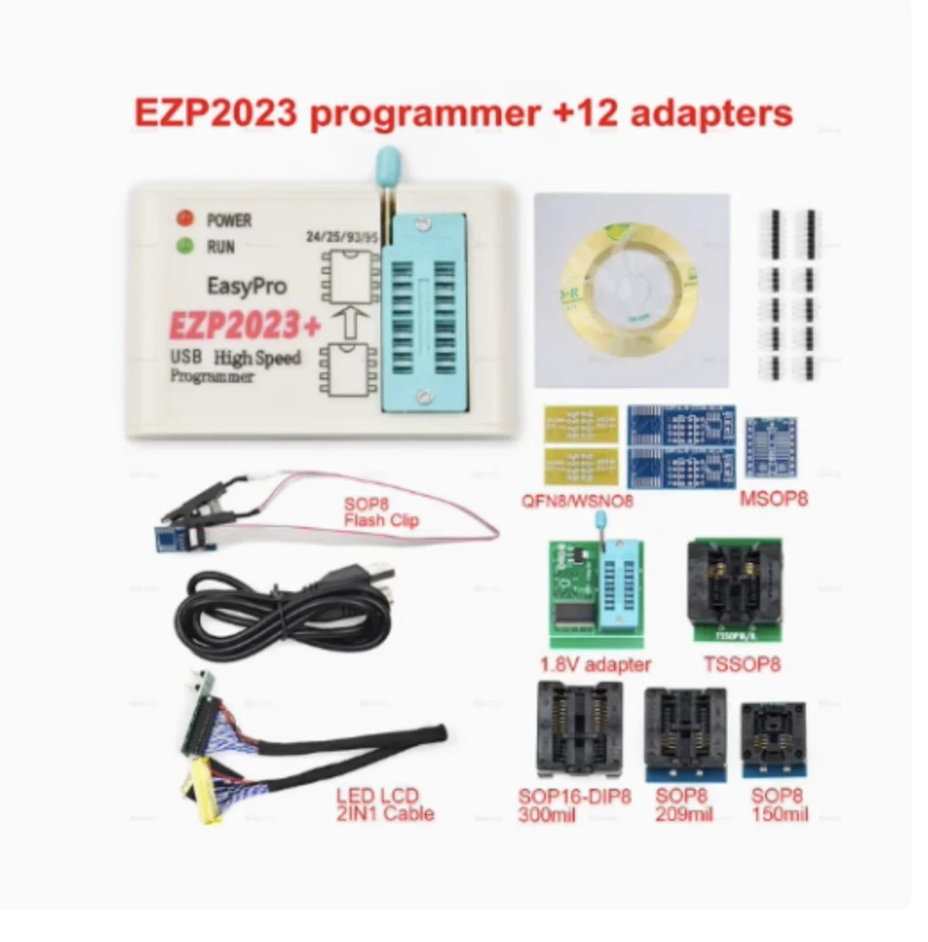 High Speed USB SPI EZP2023 BIOS Programmer Support 24/25/93/95 Series Chip with 12 Adapters
High Speed USB SPI EZP2023 BIOS Programmer Support 24/25/93/95 Series Chip with 12 Adapters
