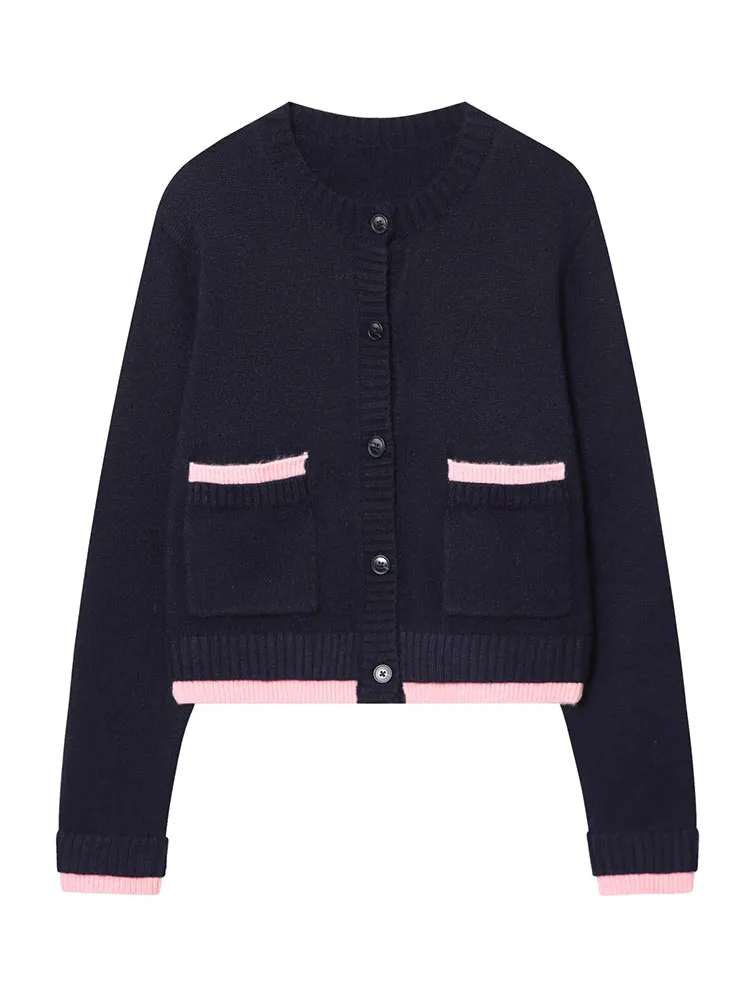 HH Women's Spring Fashion Long Sleeve Contrast Splicing Knitted Jacket Female Round Neck Single Breasted Cardigan Sweater Mujer
HH Women's Spring Fashion Long Sleeve Contrast Splicing Knitted Jacket Female Round Neck Single Breasted Cardigan Sweater Mujer