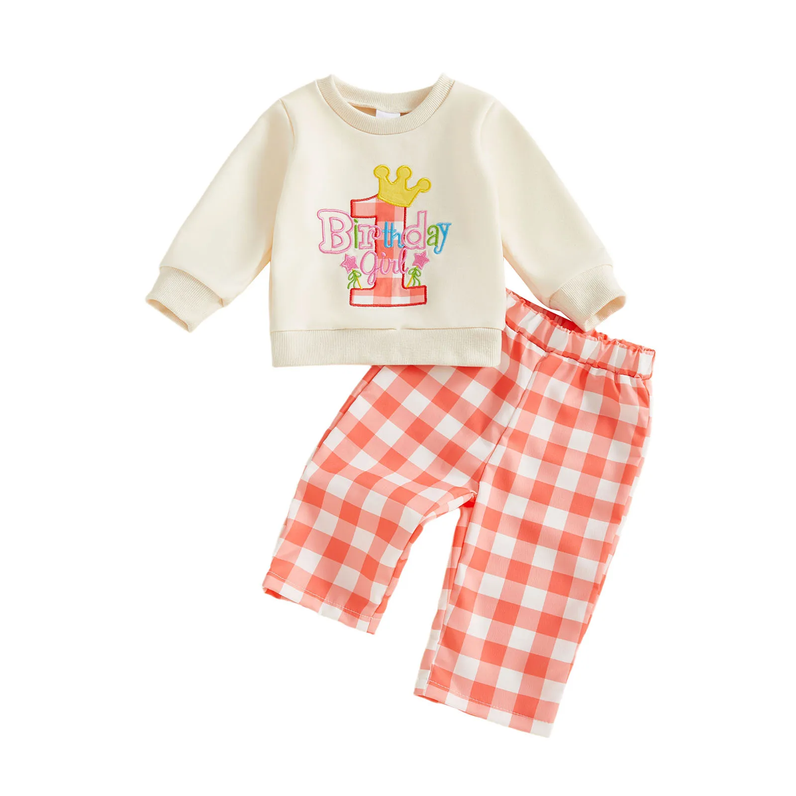 Baby Girls Birthday Pants Sets Long Sleeve O Neck Letter Embroidery Tops Plaid Pants
Baby Girls Birthday Pants Sets Long Sleeve O Neck Letter Embroidery Tops Plaid Pants