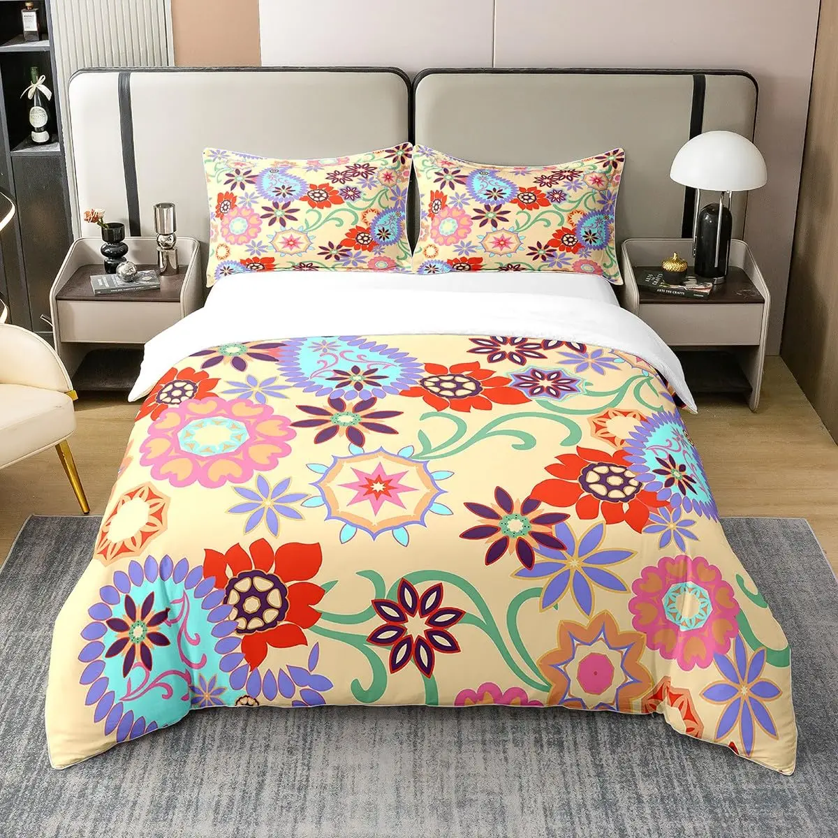 Floral Bedding Set Full Size Colorful Flowers Comforter Cover for Girls Child Duvet Cover Bedroom Decor with 2 Pillow Cases
Floral Bedding Set Full Size Colorful Flowers Comforter Cover for Girls Child Duvet Cover Bedroom Decor with 2 Pillow Cases
