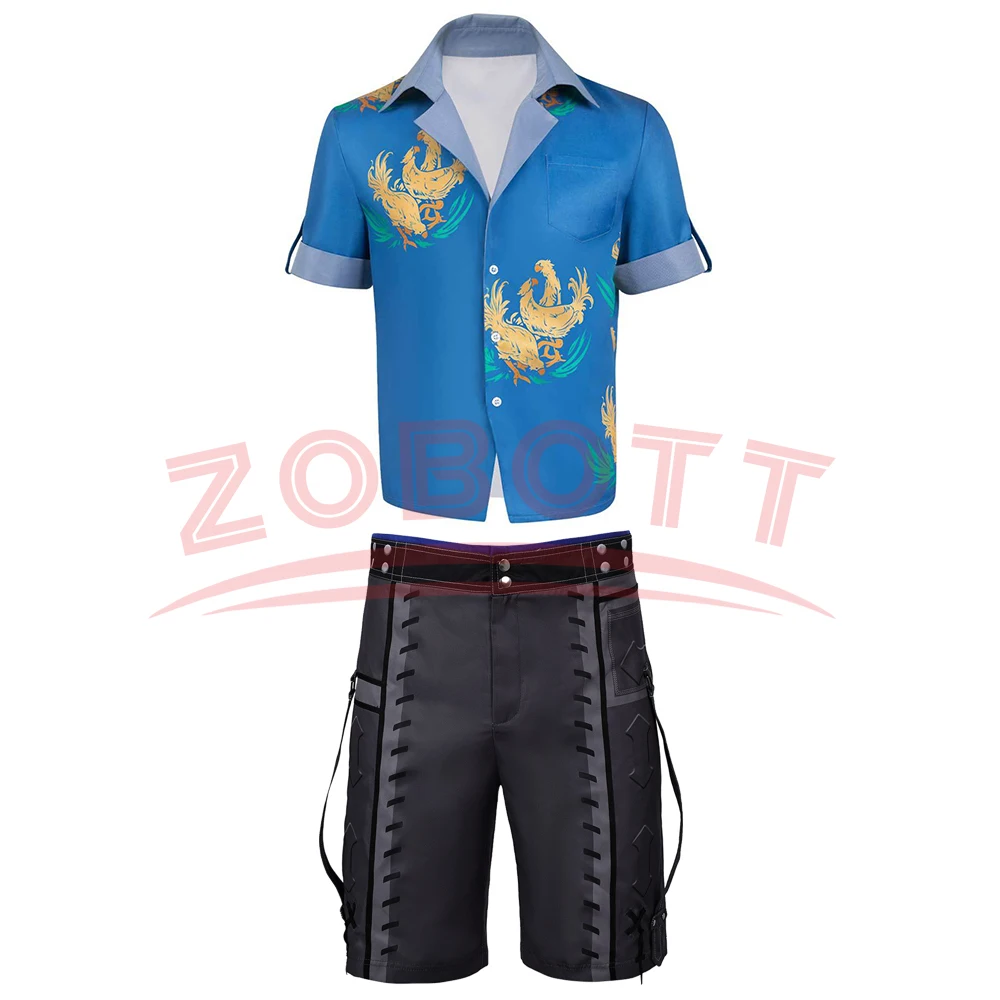 FF7 Cloude Cosplay Costume Blue Cartoon Print Shirt Summer Fashion Short Sleeve Tops Straift Role Play Shir Halloween Party 
FF7 Cloude Cosplay Costume Blue Cartoon Print Shirt Summer Fashion Short Sleeve Tops Straift Role Play Shir Halloween Party