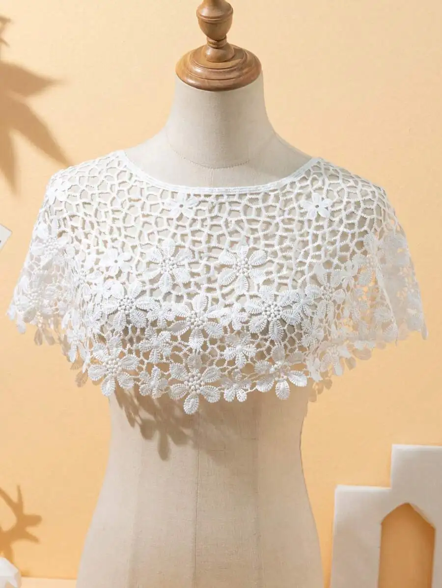 White Floral Crochet Lace Shrug Shawl With Hollow Out Design For Women Boho Party Daily Wear
White Floral Crochet Lace Shrug Shawl With Hollow Out Design For Women Boho Party Daily Wear