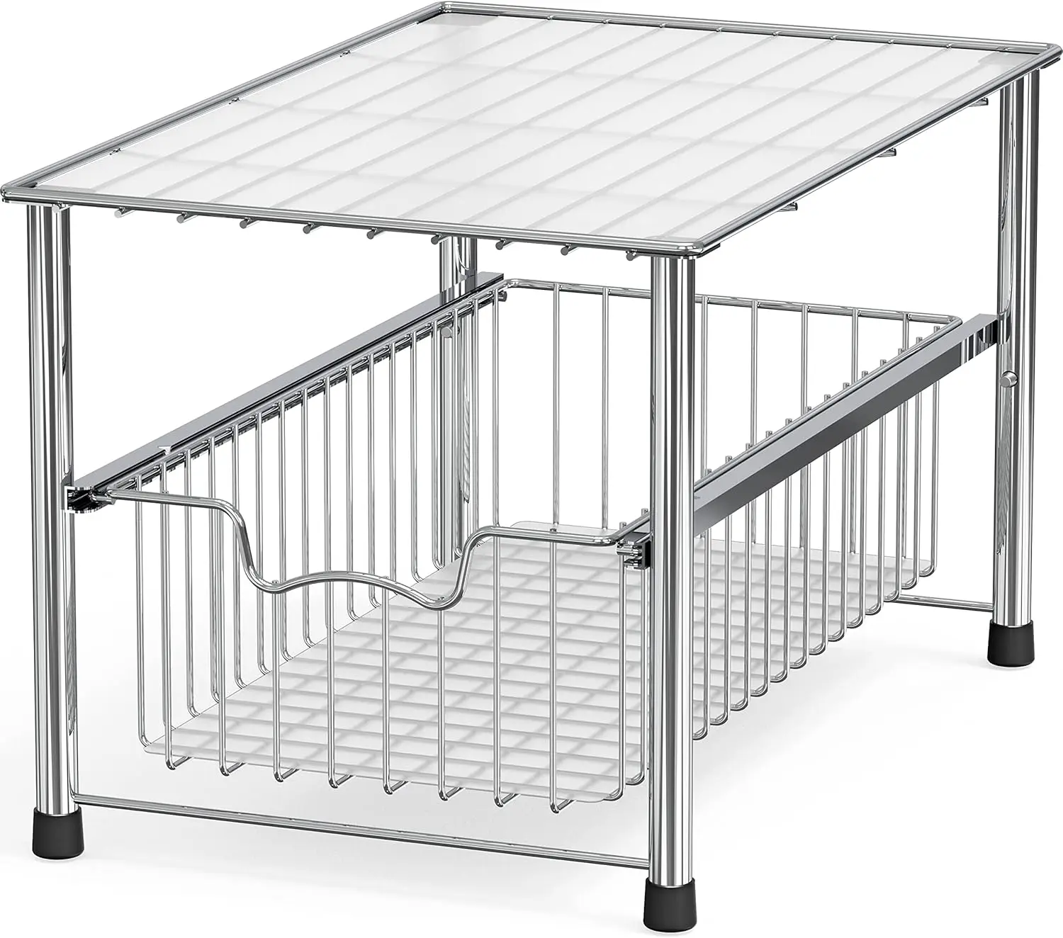 Chrome Metal Stackable Storage Rack, 16.75" L x 10.8" W x 10.25" H, Space-Saving Organizer
Chrome Metal Stackable Storage Rack, 16.75" L x 10.8" W x 10.25" H, Space-Saving Organizer