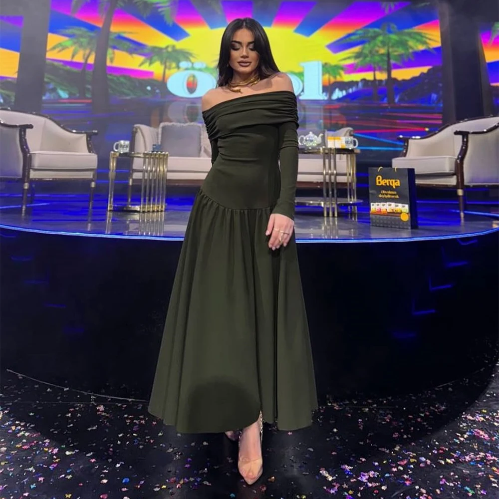 Prom Dress Army Green Off the Shoulder Long Sleeves Simple Evening Gowns for Women A Line Ankle Length Simple Party Dresses Maxi
Prom Dress Army Green Off the Shoulder Long Sleeves Simple Evening Gowns for Women A Line Ankle Length Simple Party Dresses Maxi