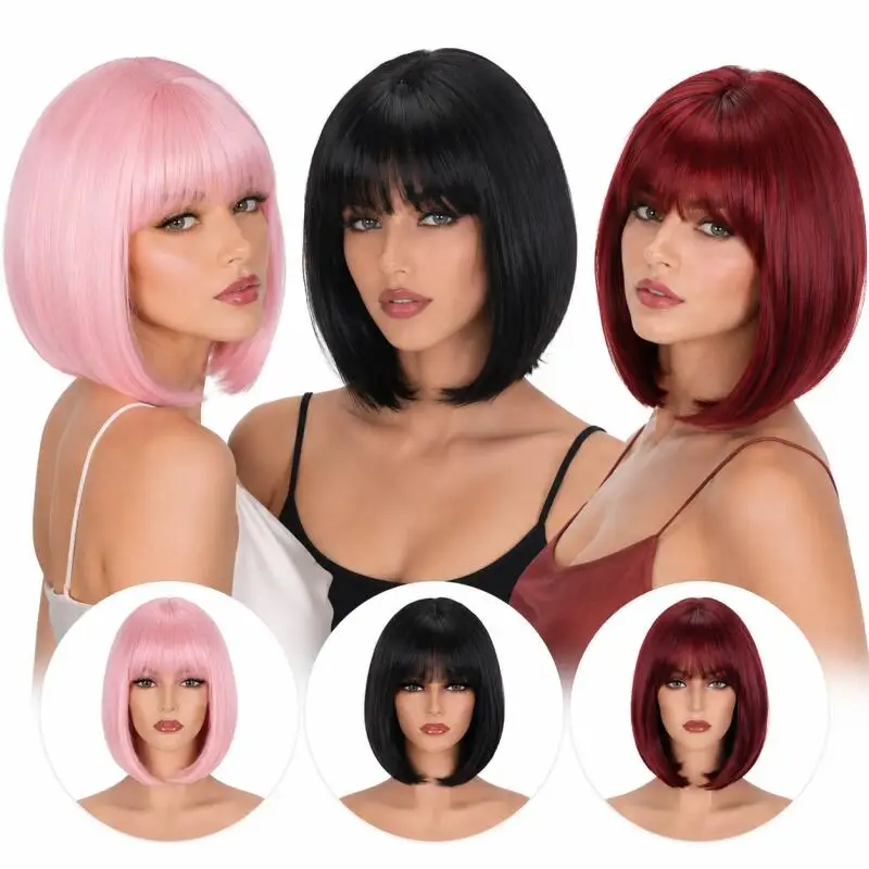 Short Bob Wig With Bangs Straight Synthetic Hair Wigs For Women Natural Look Daily Party Cosplay Heat Resistant Full 3 Color Wig
Short Bob Wig With Bangs Straight Synthetic Hair Wigs For Women Natural Look Daily Party Cosplay Heat Resistant Full 3 Color Wig