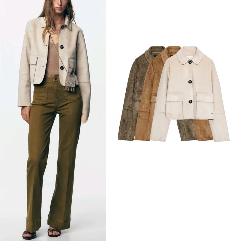 Fall New Arrival Women's Casual Sle ort Jaet Coat Long Sve Faux Suede Effect Turn-down Collar Outerwear 4968224
Fall New Arrival Women's Casual Sle ort Jaet Coat Long Sve Faux Suede Effect Turn-down Collar Outerwear 4968224